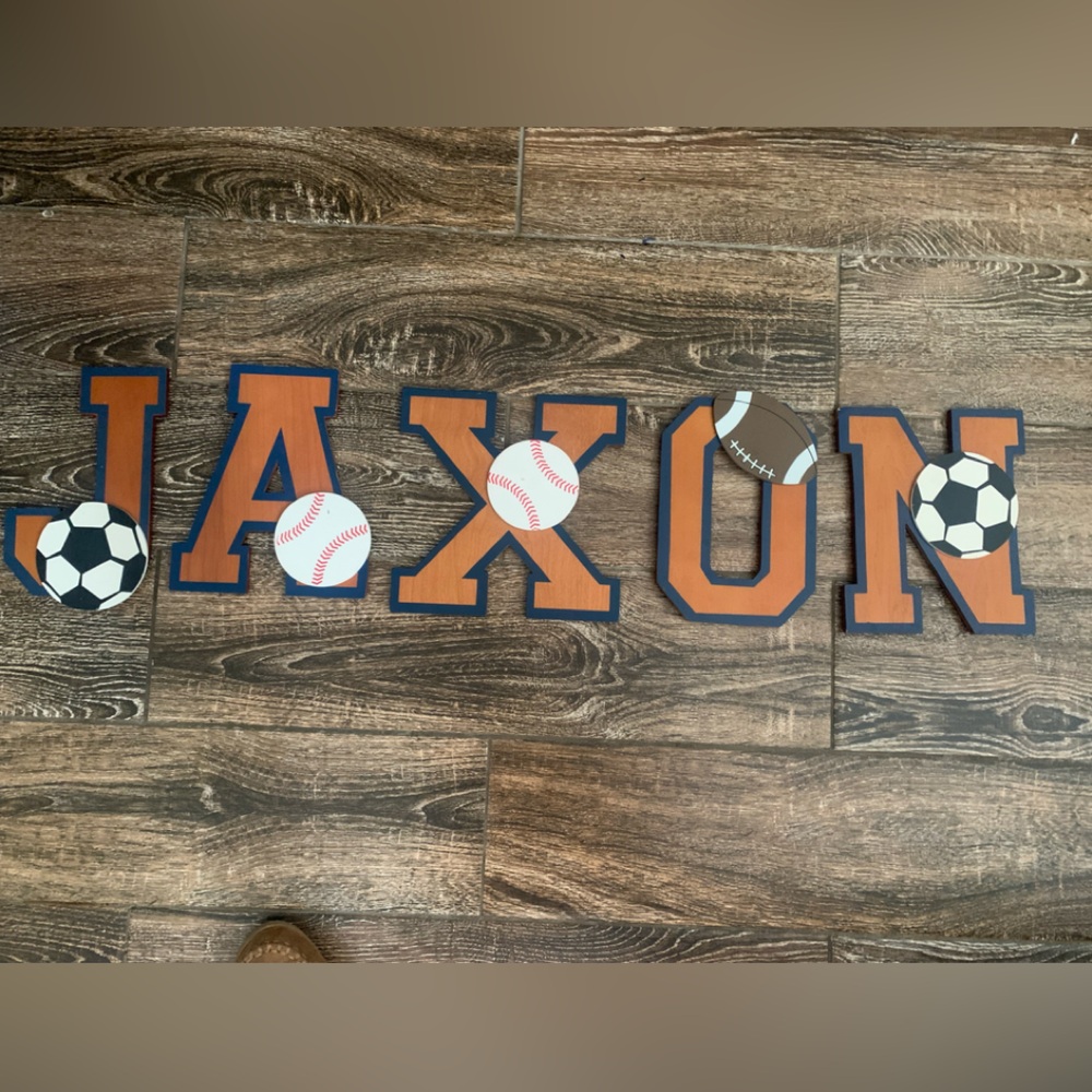 Sports Themed Wall Letters: JAXON (boy’s name)